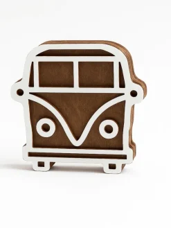 Stempel "Minivan" w kolorze jasnobrązowo-białym - 7 x 7 cm