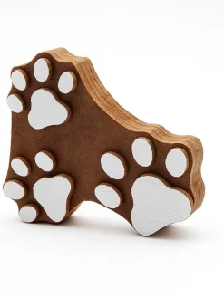Stempel "Paws" w kolorze jasnobrązowo-białym - 6 x 6,5 cm