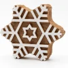 Stempel "Snowflake" w kolorze jasnobrązowo-białym - 7 x 7 cm