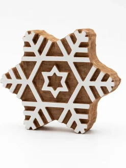 Stempel "Snowflake" w kolorze jasnobrązowo-białym - 7 x 7 cm