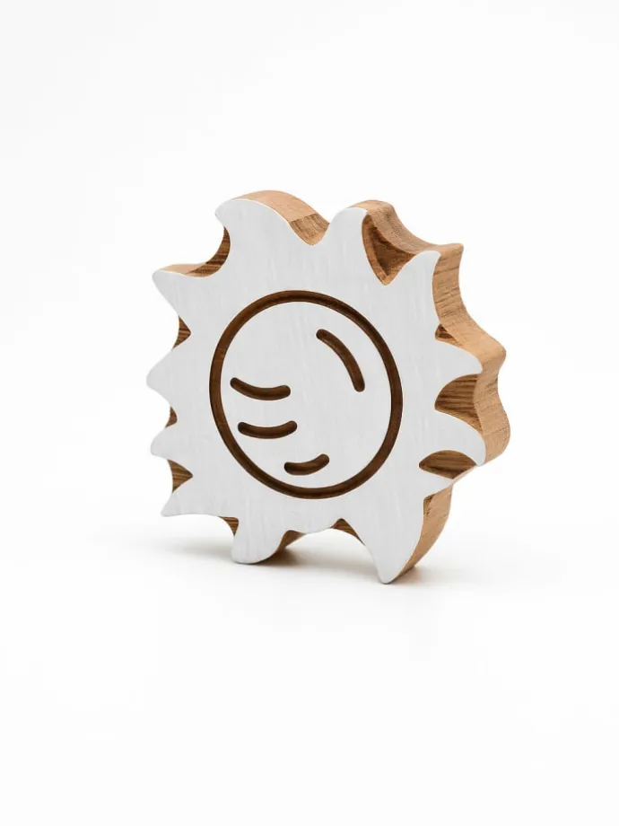 Stempel "Sun" w kolorze jasnobrązowo-białym - 7 x 7 cm
