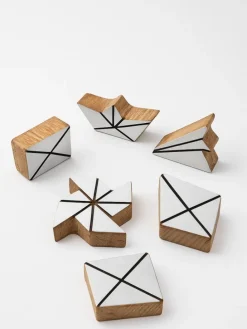Stemple (5 szt.) "Origami" w kolorze jasnobrązowo-białym - 5 x 5 cm