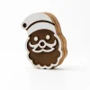 Stemple (2 szt.) "Santa" w kolorze jasnobrązowo-białym - 7 x 5 cm
