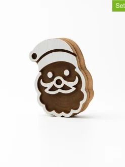 Stemple (2 szt.) "Santa" w kolorze jasnobrązowo-białym - 7 x 5 cm