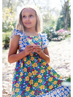 Sukienka "Audrey" w kolorze niebieskim ze wzorem
