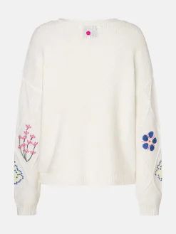 Sweter "Melodea" w kolorze kremowym ze wzorem
