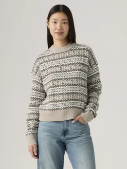Sweter w kolorze beżowo-białym