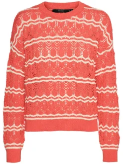 Sweter w kolorze czerwono-kremowym
