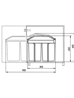 System segregacji śmieci "Multi-Box duo L" do zabudowy - 26 x 43 x 50 cm