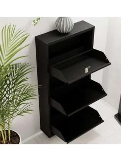 Szafka w kolorze czarnym na buty - 50 x 103 x 15 cm