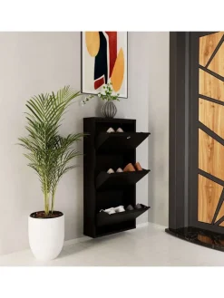 Szafka w kolorze czarnym na buty - 50 x 103 x 15 cm