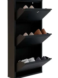 Szafka w kolorze czarnym na buty - 50 x 103 x 15 cm
