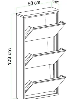 Szafka w kolorze czarnym na buty - 50 x 103 x 15 cm