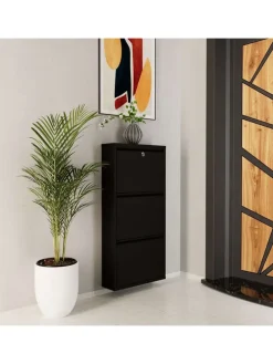 Szafka w kolorze czarnym na buty - 50 x 103 x 15 cm