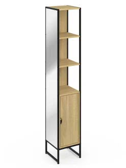 Szafka w kolorze jasnobrązowym z lustrem - 30 x 170 x 3 cm