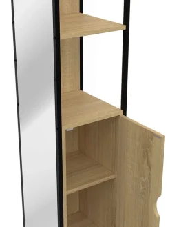 Szafka w kolorze jasnobrązowym z lustrem - 30 x 170 x 3 cm