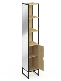 Szafka w kolorze jasnobrązowym z lustrem - 30 x 170 x 3 cm