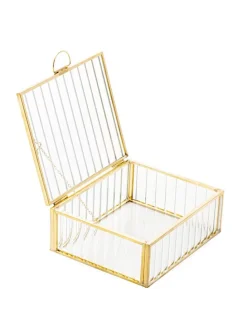 Szkatułka "Grazia" w kolorze złotym na biżuterię - 13 x 5 x 11 cm