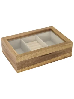 Szkatułka w kolorze jasnobrązowym na biżuterię - 24 x 6,6 x 16 cm
