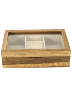 Szkatułka w kolorze jasnobrązowym na biżuterię - 24 x 6,6 x 16 cm