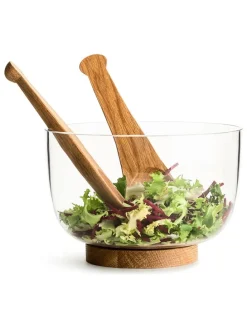 Sztućce w kolorze jasnobrązowym do sałaty - wys. 24 cm