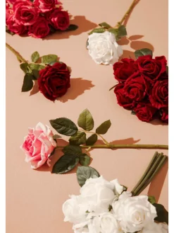 Sztuczna gałązka ''Rose Ofelia'' w kolorze zielono-czerwonym -dł. 43 cm