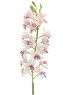 Sztuczna gałązka w kolorze zielono-jasnoróżowym - dł. 77 cm