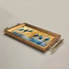 Taca w kolorze żółto-niebiesko-jasnobrązowym - 34 x 18 cm