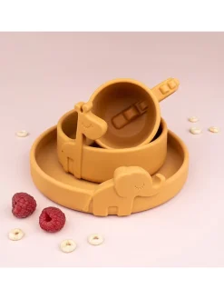 Talerz "Elphee" w kolorze musztardowym do nauki jedzenia - Ø 16 cm