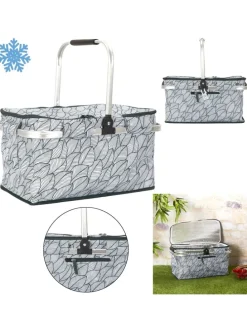 Torba termiczna w kolorze biało-zielonym - 48 x 24 x 27 cm - 25 l