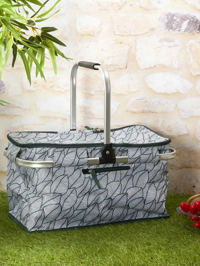 Torba termiczna w kolorze biało-zielonym - 48 x 24 x 27 cm - 25 l