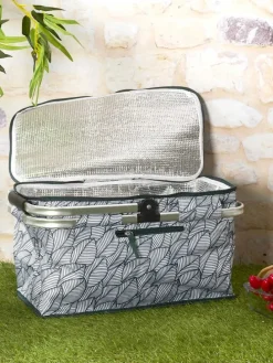 Torba termiczna w kolorze biało-zielonym - 48 x 24 x 27 cm - 25 l