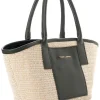 Torebka "Amalfi" w kolorze beżowo-zielonym - 38 x 19 x 12 cm