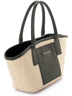 Torebka "Amalfi" w kolorze beżowo-zielonym - 38 x 19 x 12 cm