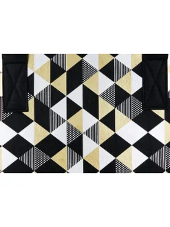 Torebka "Modern graphic" w kolorze czarno-beżowo-białym - 40 x 26 x 25 cm