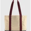 Torebka w kolorze beżowo-bordowo-granatowym - 43 x 30 x 15 cm