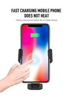 Uchwyt samochodowy w kolorze czarnym na smartfon z funkcją ładowania