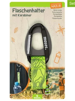 Uchwyty (2 szt.) "Expedition Natur" w kolorze zielonym na butelki