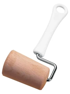 Wałek w kolorze jasnobrązowo-białym do ciasta - dł. 19 cm