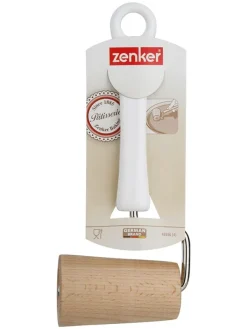 Wałek w kolorze jasnobrązowo-białym do ciasta - dł. 19 cm