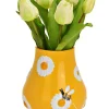 Wazon "Flowers and bees" w kolorze żółtym - wys. 18 x Ø 15 cm