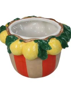 Wazon "Lemon" w kolorze żółto-beżowo-czerwonym - wys. 13 x Ø 19,5 cm