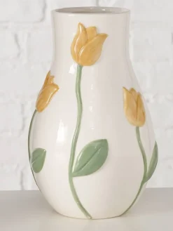 Wazon "Lisette" w kolorze biało-żółto-zielonym - wys. 20 cm