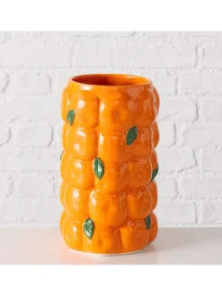 Wazon "Orange" w kolorze pomarańczowo-zielonym - wys. 26,5 x Ø 16 cm