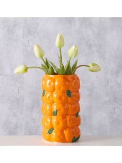 Wazon "Orange" w kolorze pomarańczowo-zielonym - wys. 26,5 x Ø 16 cm