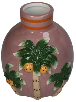 Wazon "Palm Tree" w kolorze różowo-zielonym - 14 x 16 x 13 cm