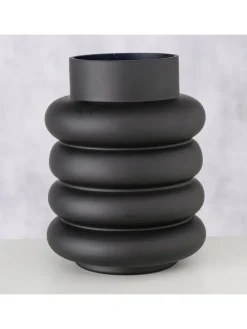 Wazon "Ribbo" w kolorze czarnym - wys. 20 x Ø 15 cm