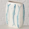 Wazon "Sardine" w kolorze błękitno-białym - 12,5 x 16 x 5 cm