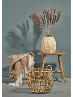 Wazon "Tana" w kolorze beżowo-jasnobrązowym - wys. 28,5 x Ø 23,5 cm