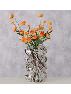 Wazon "Tocka" w kolorze biało-brązowym - wys. 28 x Ø 19 cm
